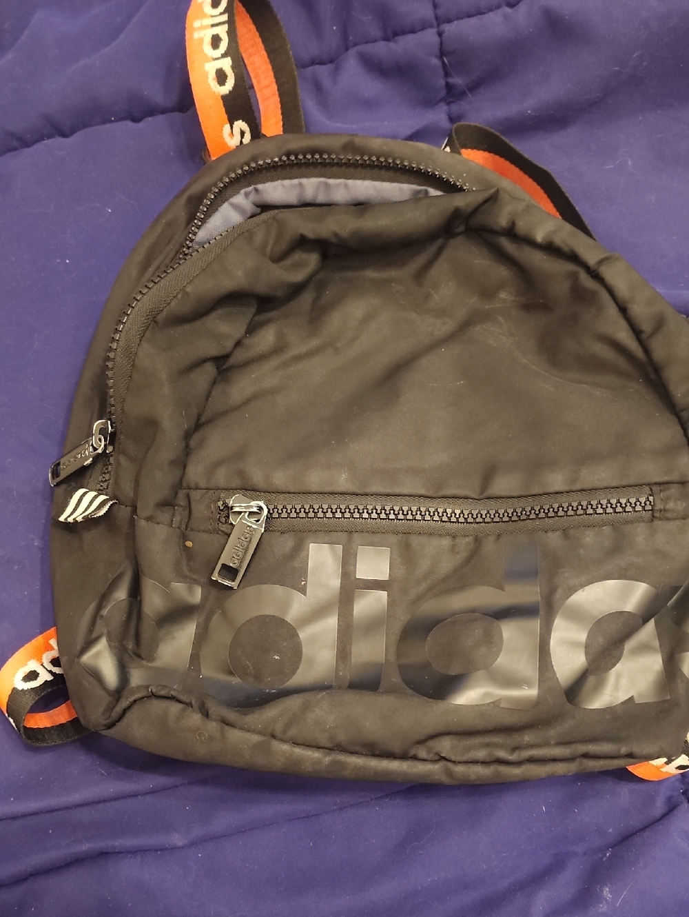 adidas Black Backpack with Orange-Trim Straps